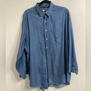 Tommy Hilfiger Men’s Vintage Chambray Collard Shirt Neck Size 17